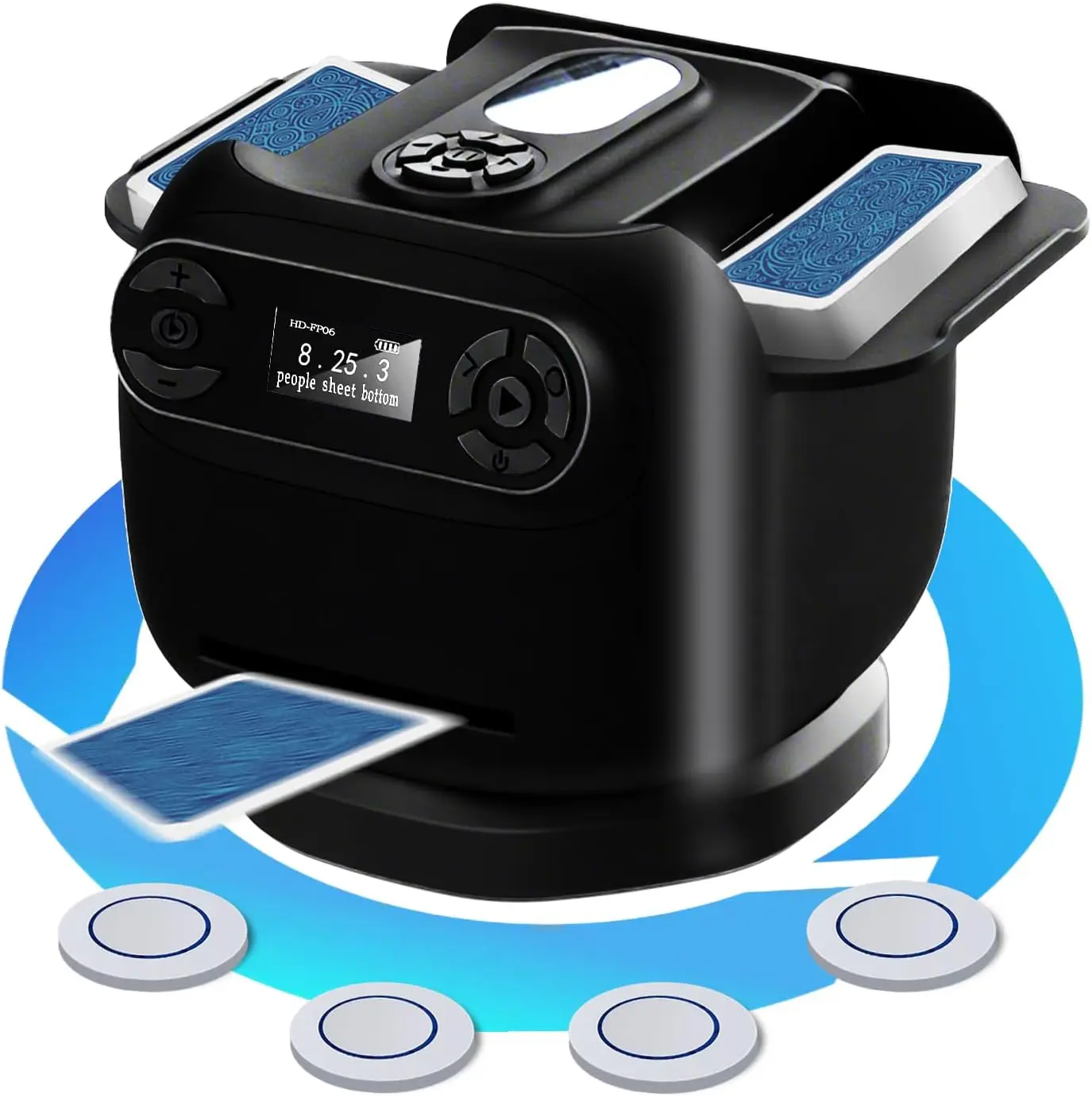 2-in-1 Automatic Card Shuffler and Dealer, 360° Rotating, Quiet, for Poker, Blackjack, Uno - Black
2-in-1 Automatic Card Shuffler and Dealer, 360° Rotating, Quiet, for Poker, Blackjack, Uno - Black