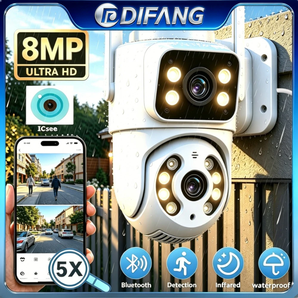 ICsee 4K WiFi Camera Outdoor CCTV Dual Screens 360° Home Security IP Cam Auto Tracking OnVIF Alexa PTZ Surveillance Mini
ICsee 4K WiFi Camera Outdoor CCTV Dual Screens 360° Home Security IP Cam Auto Tracking OnVIF Alexa PTZ Surveillance Mini