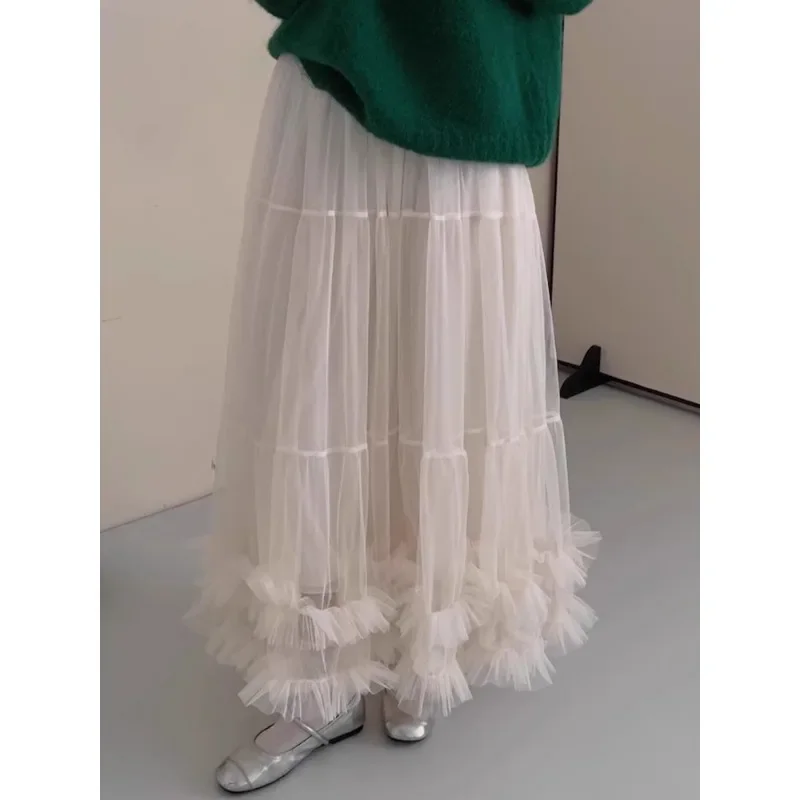 Skirts Women 2025 Korean Chic Spring Gentle High Waist Splicing Double Layer Mesh Puffy Skirt Long Ladies Clothing Wholesale
Skirts Women 2025 Korean Chic Spring Gentle High Waist Splicing Double Layer Mesh Puffy Skirt Long Ladies Clothing Wholesale