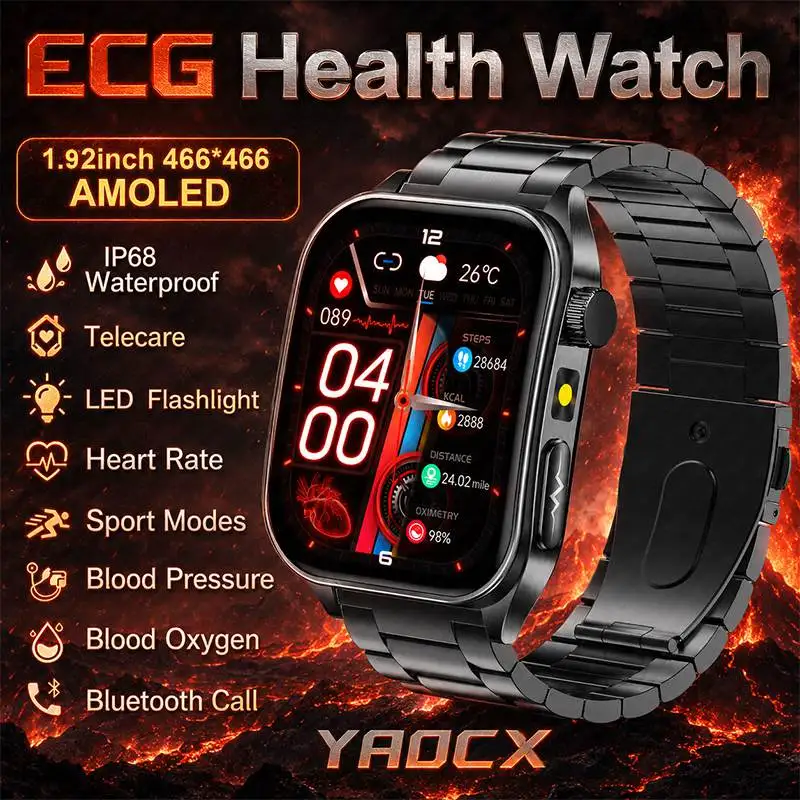 2026 New ECG+PPG Men Smart Watch Sleep Monitoring Blood Oxygen Blood Pressure Heart Rate Sports Mode IP68 Flashlight Smart Watch
2026 New ECG+PPG Men Smart Watch Sleep Monitoring Blood Oxygen Blood Pressure Heart Rate Sports Mode IP68 Flashlight Smart Watch