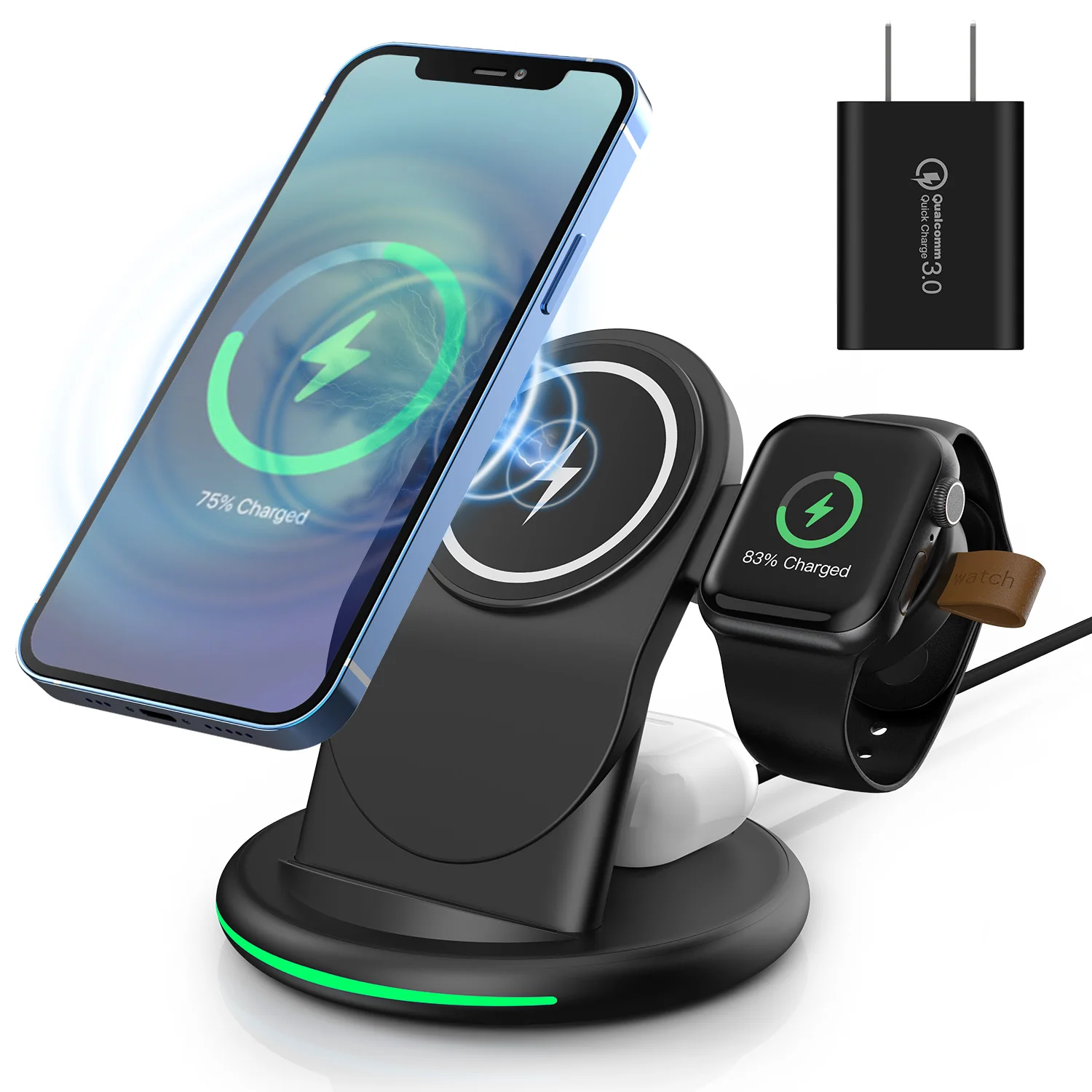 Wireless Charging Station, Wireless Charging Stand, 3 in 1 Charging Station for Apple iPhone 13 12 11 XR/iWatch7/6/SE/3,AirPods
Wireless Charging Station, Wireless Charging Stand, 3 in 1 Charging Station for Apple iPhone 13 12 11 XR/iWatch7/6/SE/3,AirPods