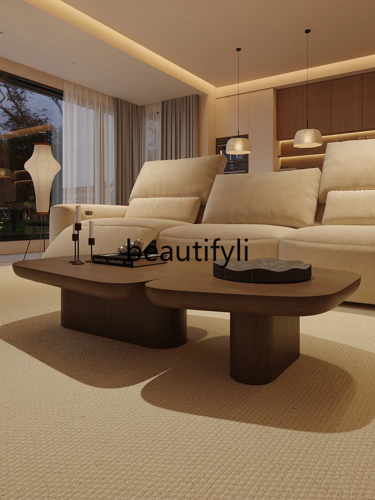 Special-shaped walnut color coffee table, medieval style living room wooden tea table light luxury high-end modern simplicity
Special-shaped walnut color coffee table, medieval style living room wooden tea table light luxury high-end modern simplicity