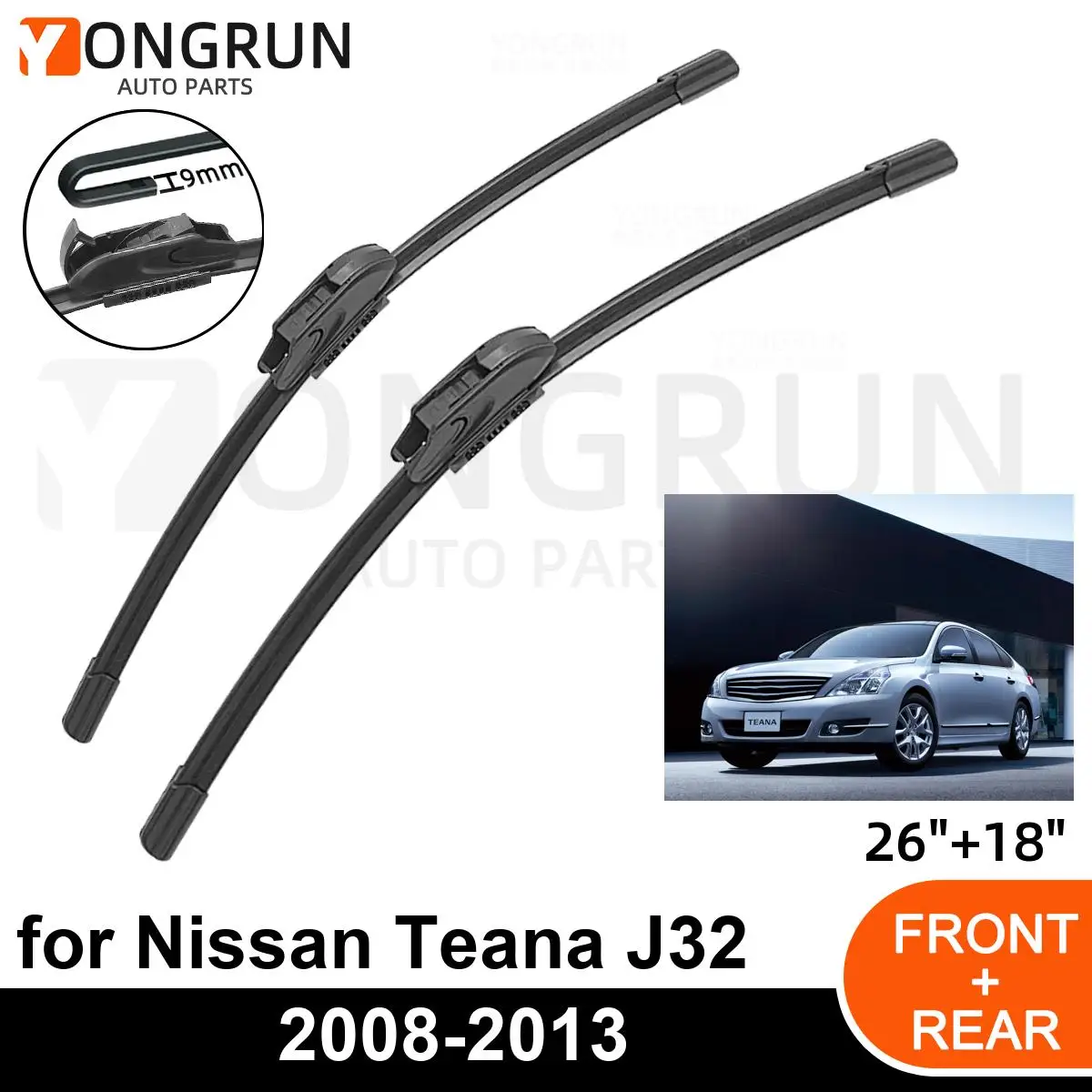 Стеклоочистители для Nissan Teana J32 2008-2013, резиновые щетки стеклоочистителя 26 + 18 дюймов, аксессуары для лобового стекла автомобиля
Стеклоочистители для Nissan Teana J32 2008-2013, резиновые щетки стеклоочистителя 26 + 18 дюймов, аксессуары для лобового стекла автомобиля