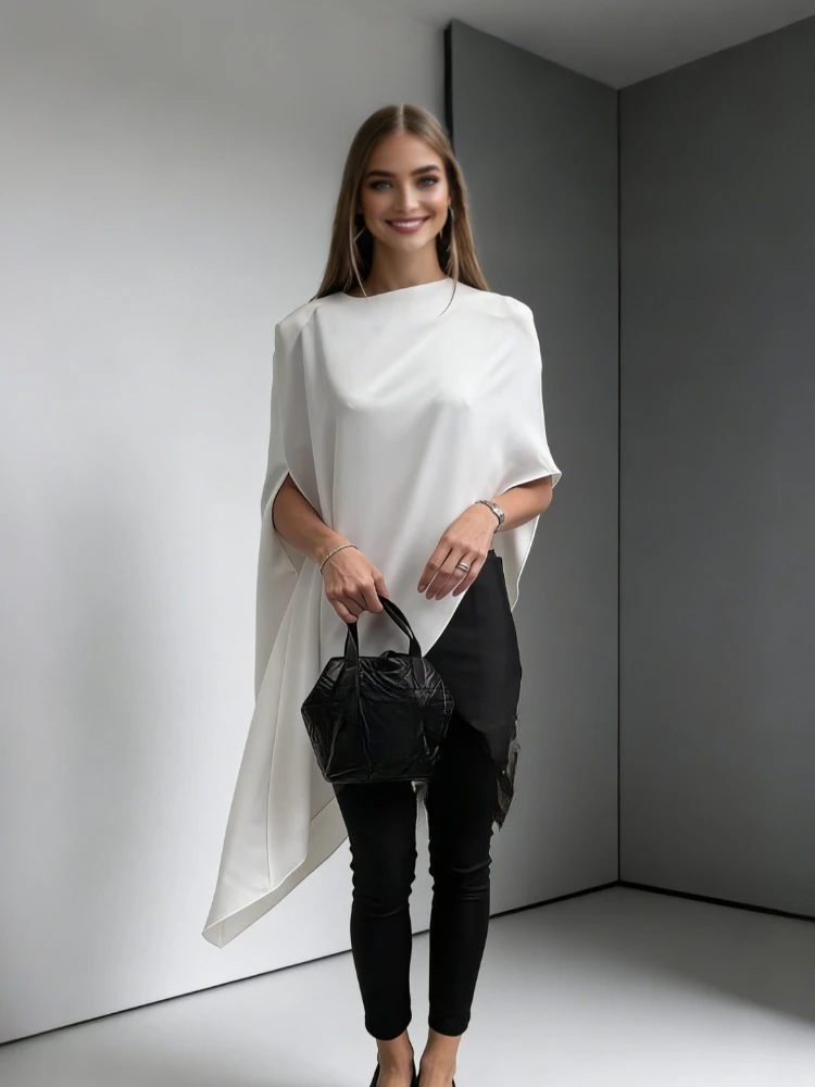 Tsiisd Fashion Solid Satin Shawl Tank Top For Women Irregular Short Sleeve Loose Round Neck Elegant Clothes Female Tanks Tee Top
Tsiisd Fashion Solid Satin Shawl Tank Top For Women Irregular Short Sleeve Loose Round Neck Elegant Clothes Female Tanks Tee Top