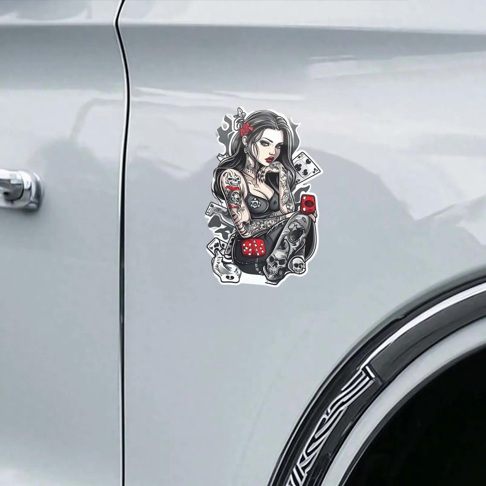 1Pc Gothic Tattoo Girl Poker Skull Sticker, Waterproof Vinyl Decal for Car Motorcycle Laptop Water Bottle Luggage
1Pc Gothic Tattoo Girl Poker Skull Sticker, Waterproof Vinyl Decal for Car Motorcycle Laptop Water Bottle Luggage