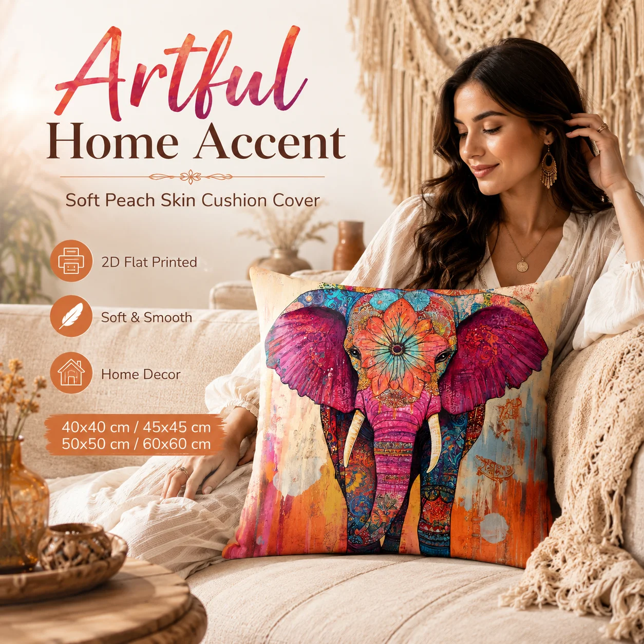 Colorful Abstract Indian Elephant Pillowcase Peach Skin 2D Flat Printed Cushion Cover Couch Bedroom Home Decor Accessory
Colorful Abstract Indian Elephant Pillowcase Peach Skin 2D Flat Printed Cushion Cover Couch Bedroom Home Decor Accessory