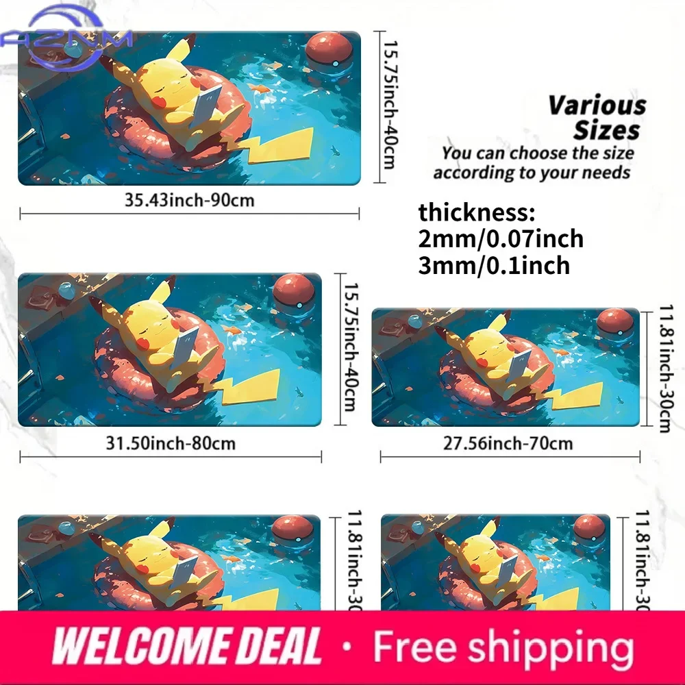 Relaxing Poolside Pikachu Gaming Mouse Pad Non-Slip Desk Mat