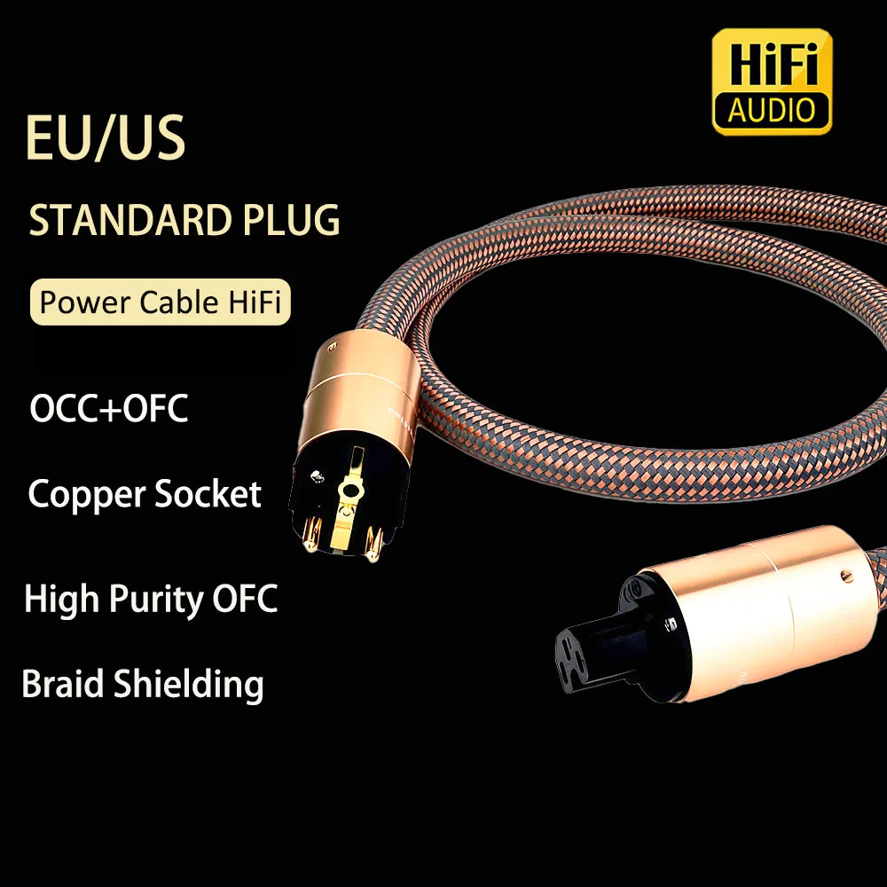 Hi-End copper AC power cable hifi audio US/EU Audiophile power cord OCC&OFC copper Gold-plated Plug Power Kabel for Speaker
Hi-End copper AC power cable hifi audio US/EU Audiophile power cord OCC&OFC copper Gold-plated Plug Power Kabel for Speaker