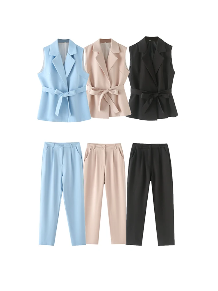Willshela Women Fashion 2 Piece Set Solid V-Neck Tank With Belt & Vintage Front Zipper Trousers Female Chic Lady Pants Sets
Willshela Women Fashion 2 Piece Set Solid V-Neck Tank With Belt & Vintage Front Zipper Trousers Female Chic Lady Pants Sets