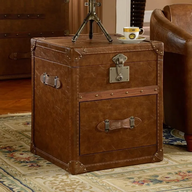 Medieval rural retro leather box type coffee table French side cabinet storage box bedside table American coffee table
Medieval rural retro leather box type coffee table French side cabinet storage box bedside table American coffee table