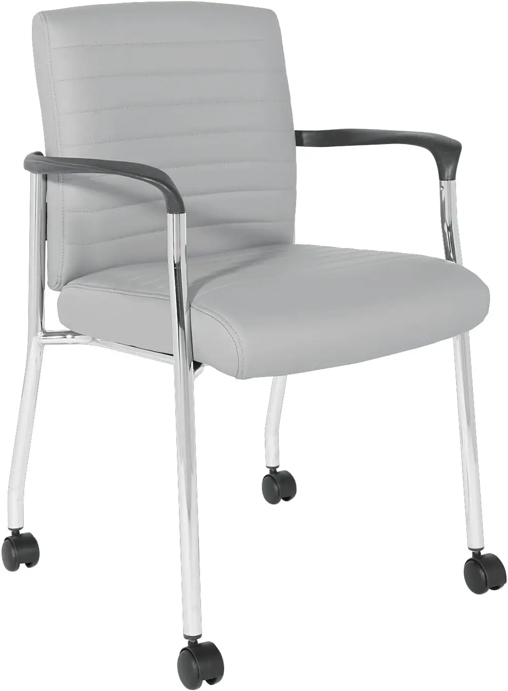 Office Star Fl Series Faux Leather Padded Guest Chair With Built-In Lumbar Support And Casters, Charcoal Grey With Chrome Frame
Office Star Fl Series Faux Leather Padded Guest Chair With Built-In Lumbar Support And Casters, Charcoal Grey With Chrome Frame