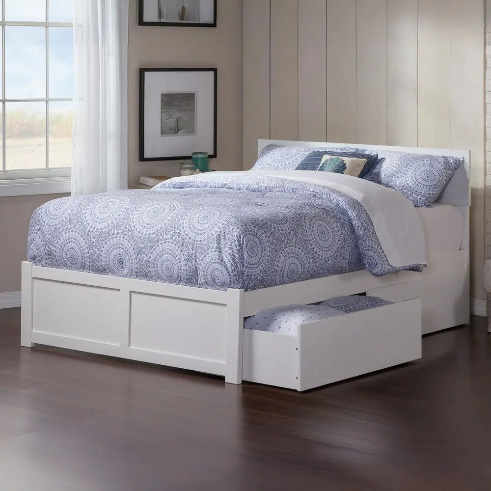 Orlando Full Platform Bed with Footboard amp Storage Drawers, White
Orlando Full Platform Bed with Footboard amp Storage Drawers, White