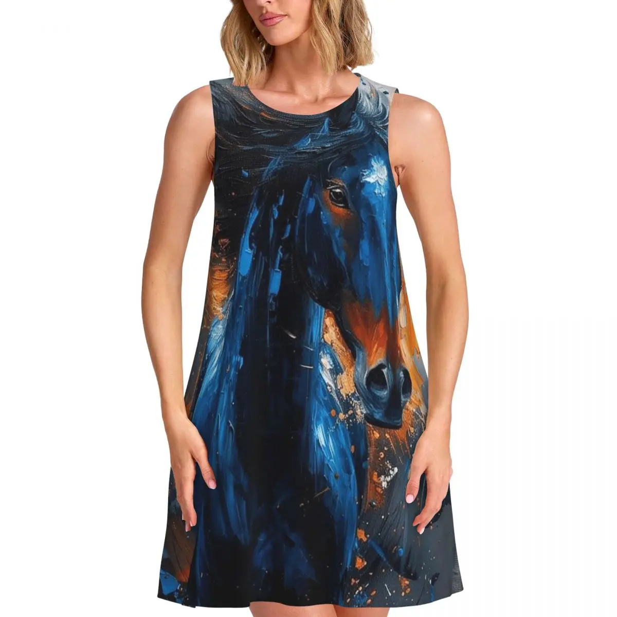 Wild Horse Oil Painting Colour Summer Women Short Sleeve Dress Casual Sleeveless Round Neck Loose Dresses Weekend Holiday
Wild Horse Oil Painting Colour Summer Women Short Sleeve Dress Casual Sleeveless Round Neck Loose Dresses Weekend Holiday