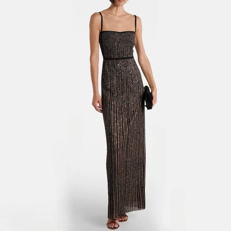 Fold Black Sequin Spaghetti Strap Maxi Dress High Waist Slim Fit Formal Evening Party Gown for Women Cocktail Wedding Guest Long
Fold Black Sequin Spaghetti Strap Maxi Dress High Waist Slim Fit Formal Evening Party Gown for Women Cocktail Wedding Guest Long