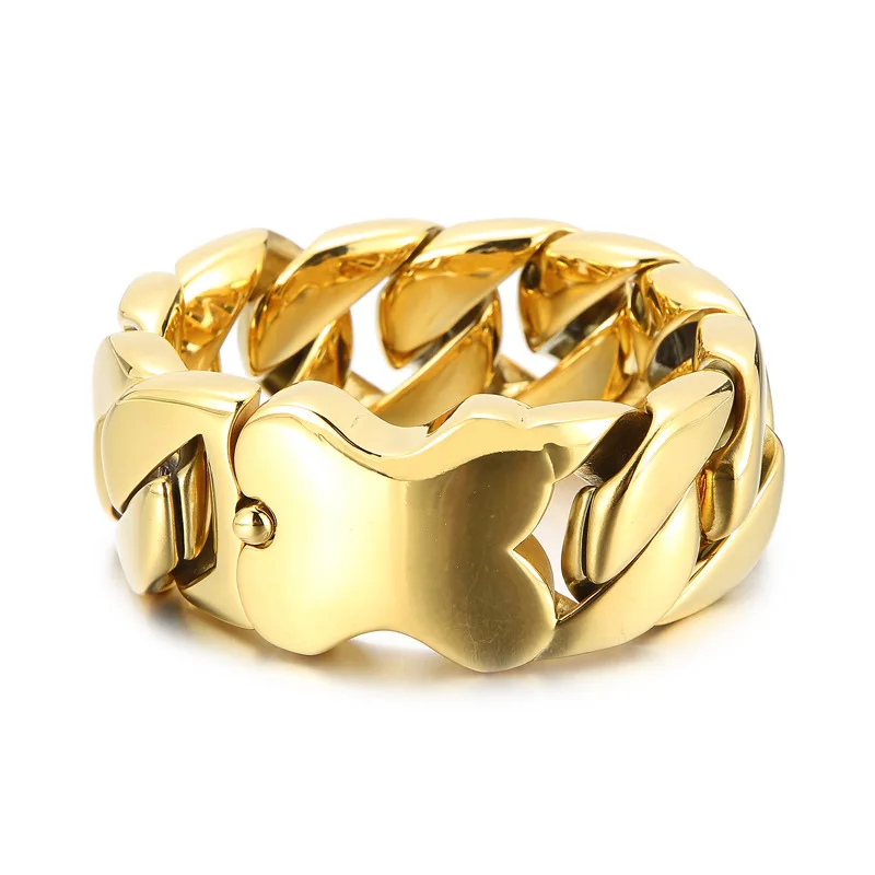 31mm Heavy Punk Gold Color Cuban Curb Chain Bracelet Men Women Hiphop Retro Matte Stainless Steel Bike Biker Bangle Jewelry
31mm Heavy Punk Gold Color Cuban Curb Chain Bracelet Men Women Hiphop Retro Matte Stainless Steel Bike Biker Bangle Jewelry