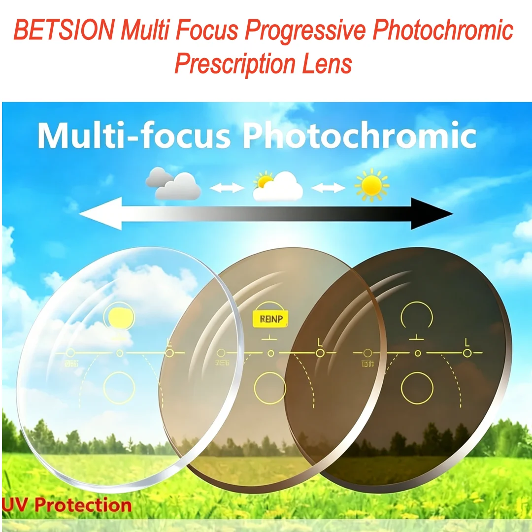 BETSION Multi Focus Progressive Photochromic Prescription Lens 1.56/1.61/1.67/1.74 See Far and Near Outdoor Sunglasses Lenses
BETSION Multi Focus Progressive Photochromic Prescription Lens 1.56/1.61/1.67/1.74 See Far and Near Outdoor Sunglasses Lenses