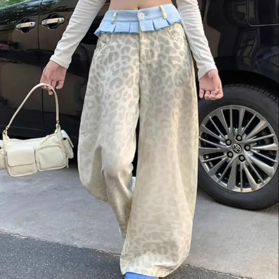 Women Beige Leopard Print Y2k Jeans Loose Aesthetic Denim Trousers Harajuku Street Jeans Retro 2000s Clothes
Women Beige Leopard Print Y2k Jeans Loose Aesthetic Denim Trousers Harajuku Street Jeans Retro 2000s Clothes