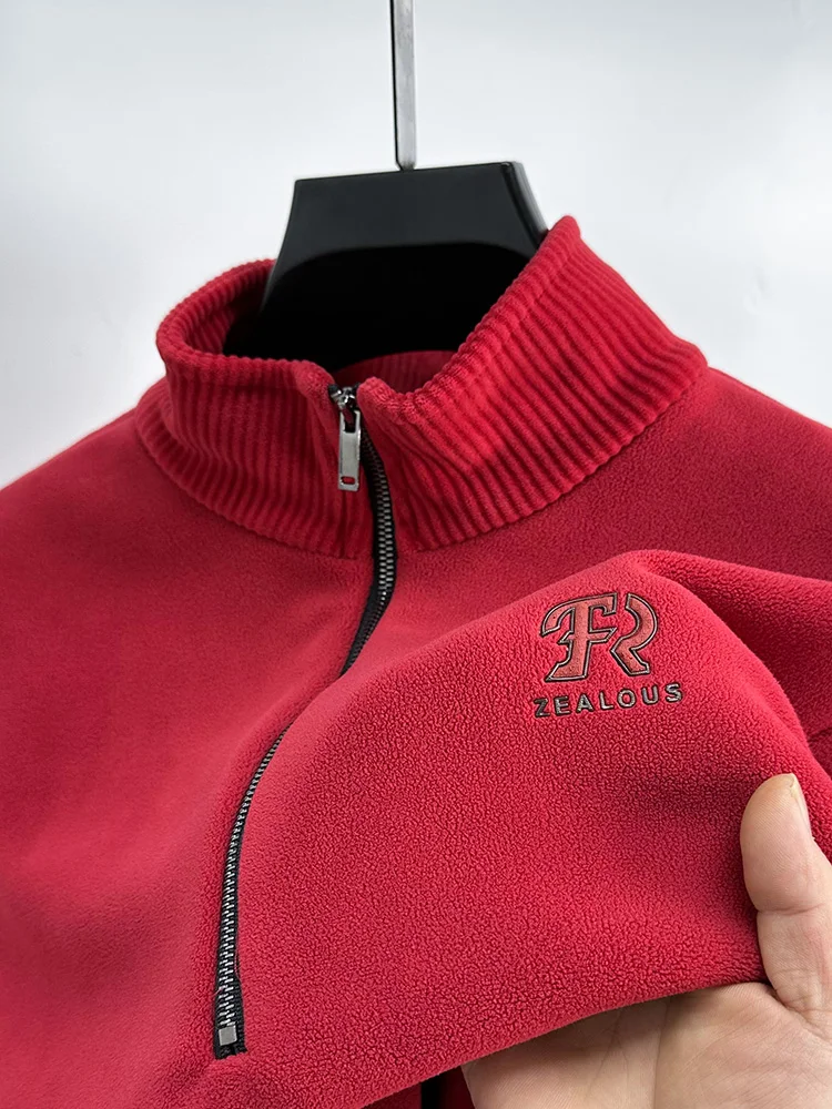 Men's Double-Sided Fce Sweatirt f-High Zipper Warm Base Layer Red Faionable Urban Sle Polyester Fiber Sweatirt
Men's Double-Sided Fce Sweatirt f-High Zipper Warm Base Layer Red Faionable Urban Sle Polyester Fiber Sweatirt