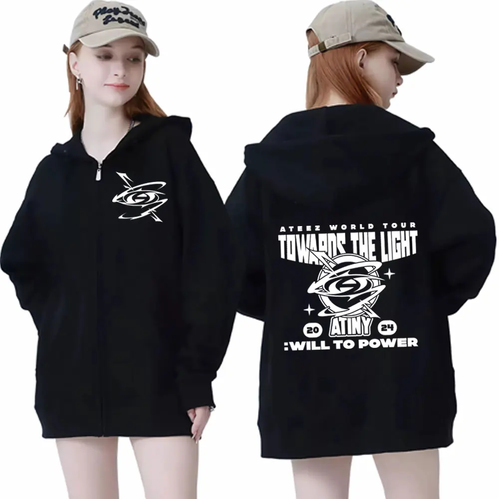 Kpop Ateez World Tour 2024 Graphic Zipper Hoodie Men Women Fashion Hip Hop Zip Up Jacket Hoodies Vintage Casual Loose Pullovers
Kpop Ateez World Tour 2024 Graphic Zipper Hoodie Men Women Fashion Hip Hop Zip Up Jacket Hoodies Vintage Casual Loose Pullovers