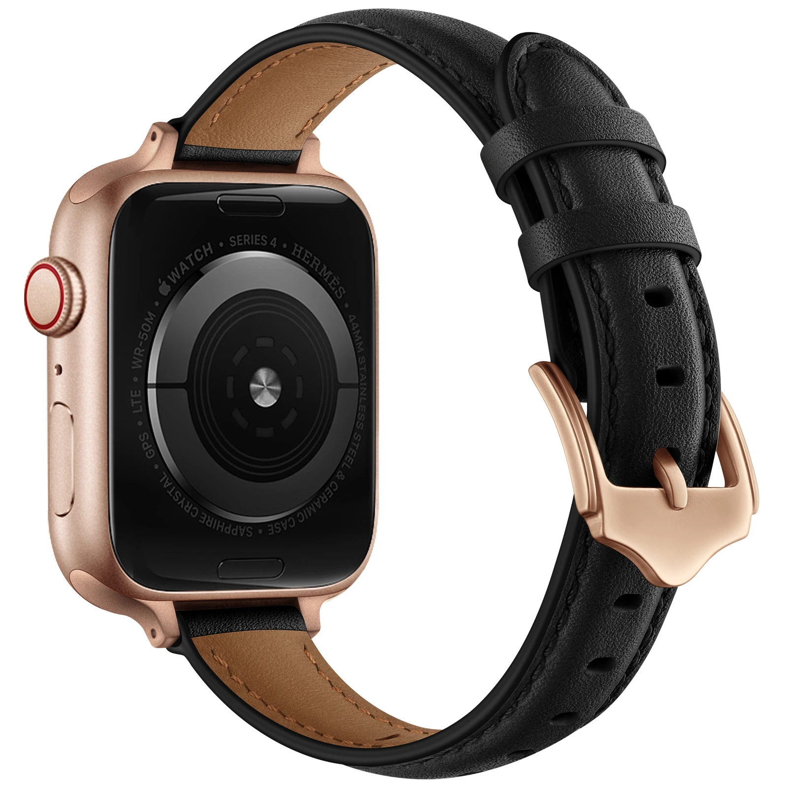 Black Leather Strap Lady for Apple watch band 40/41/42mm 44/45/49mm iwatch series 87654 Business rosegold stainless steel buckle
Black Leather Strap Lady for Apple watch band 40/41/42mm 44/45/49mm iwatch series 87654 Business rosegold stainless steel buckle