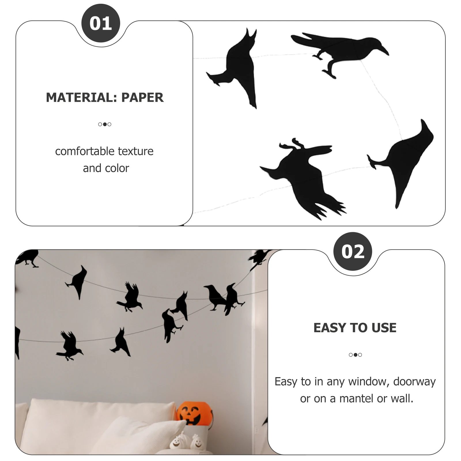 2 Sets Halloween Crows Banners Creative Paper Garland Party Decoration Hanging Supplies For Home Office Wall Window Black Crow 
2 Sets Halloween Crows Banners Creative Paper Garland Party Decoration Hanging Supplies For Home Office Wall Window Black Crow