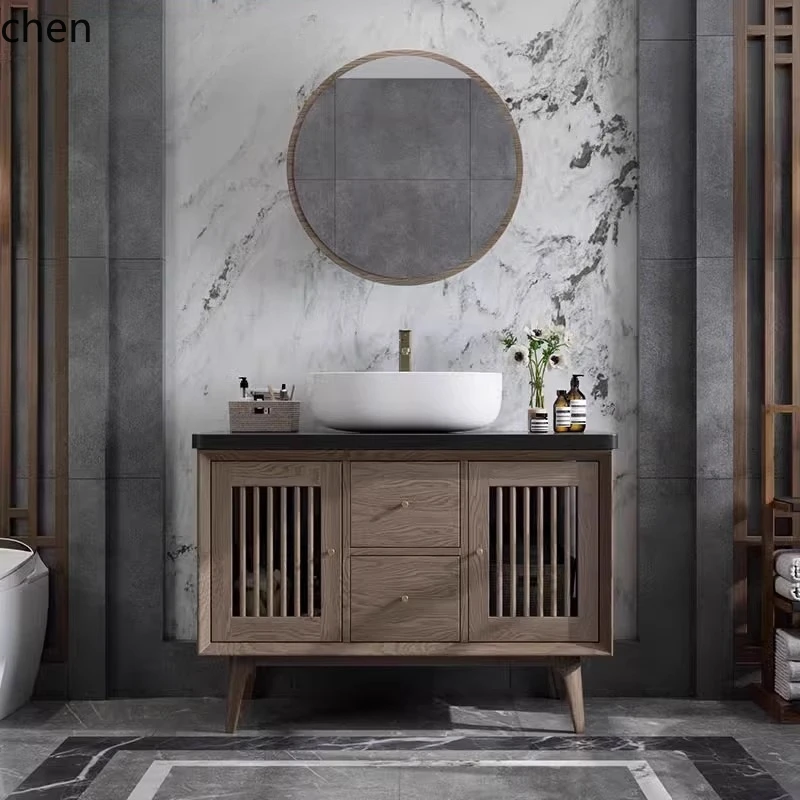 HTT solid wood smart bathroom cabinet combination round mirror floor-to-ceiling new Chinese washstand basin log washstand
HTT solid wood smart bathroom cabinet combination round mirror floor-to-ceiling new Chinese washstand basin log washstand