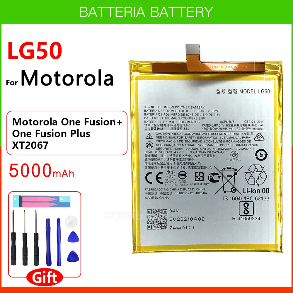 100% Original Genuine Replacement LG50 5000mAh Battery For Motorola One Fusion Plus One Fusion+ XT2067 Phone Battery
100% Original Genuine Replacement LG50 5000mAh Battery For Motorola One Fusion Plus One Fusion+ XT2067 Phone Battery