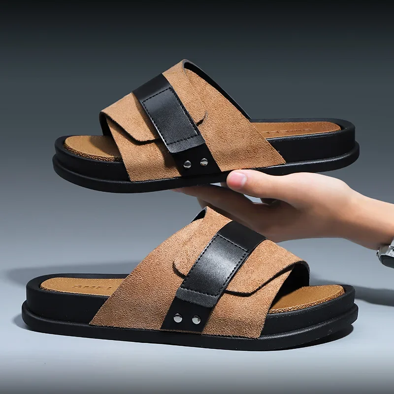 Slippers Men's Summer Outdoor Casual Men's Shoes Thick-soled Frosted Leather Business Men's Sandals and Slippers 2023
Slippers Men's Summer Outdoor Casual Men's Shoes Thick-soled Frosted Leather Business Men's Sandals and Slippers 2023