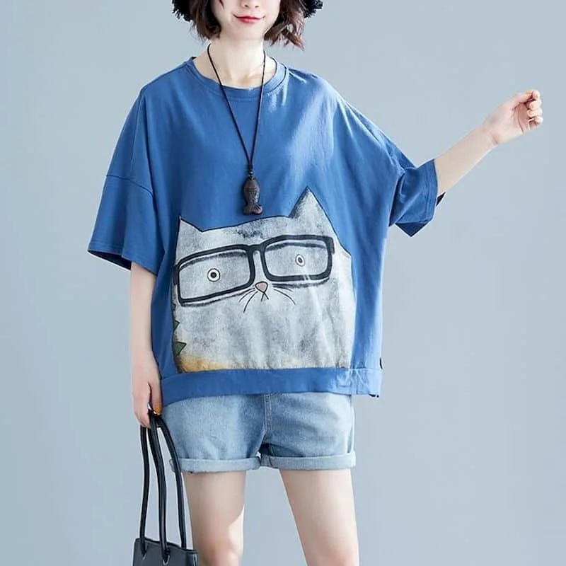 Printed T-shirts for Women Summer Vintage O-neck Half Sleeve Tees Loose Casual Pullovers Korean Style Oversized Women Clothing
Printed T-shirts for Women Summer Vintage O-neck Half Sleeve Tees Loose Casual Pullovers Korean Style Oversized Women Clothing