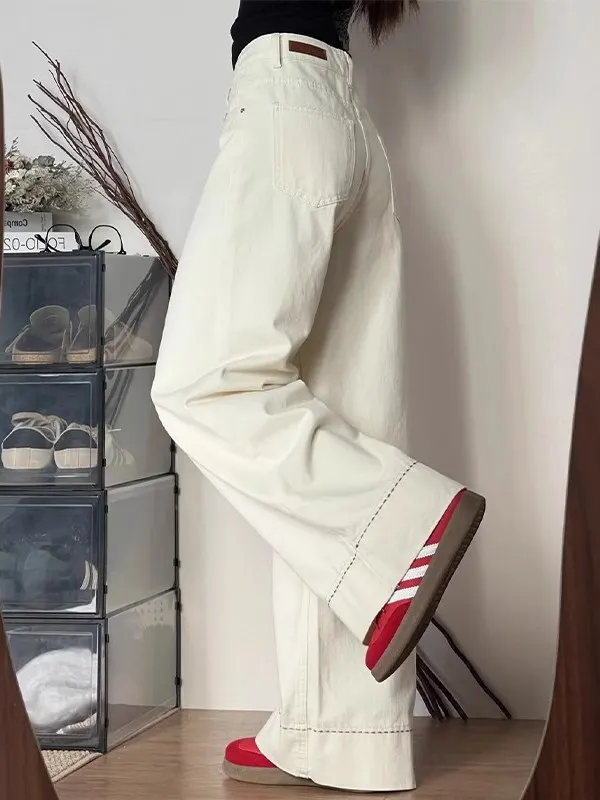 Retro High Waist Loose Wide Leg Jeans Women plus Size Comfortable Straight Cut Slimming Summer White Denim Pants Casual Sle
Retro High Waist Loose Wide Leg Jeans Women plus Size Comfortable Straight Cut Slimming Summer White Denim Pants Casual Sle