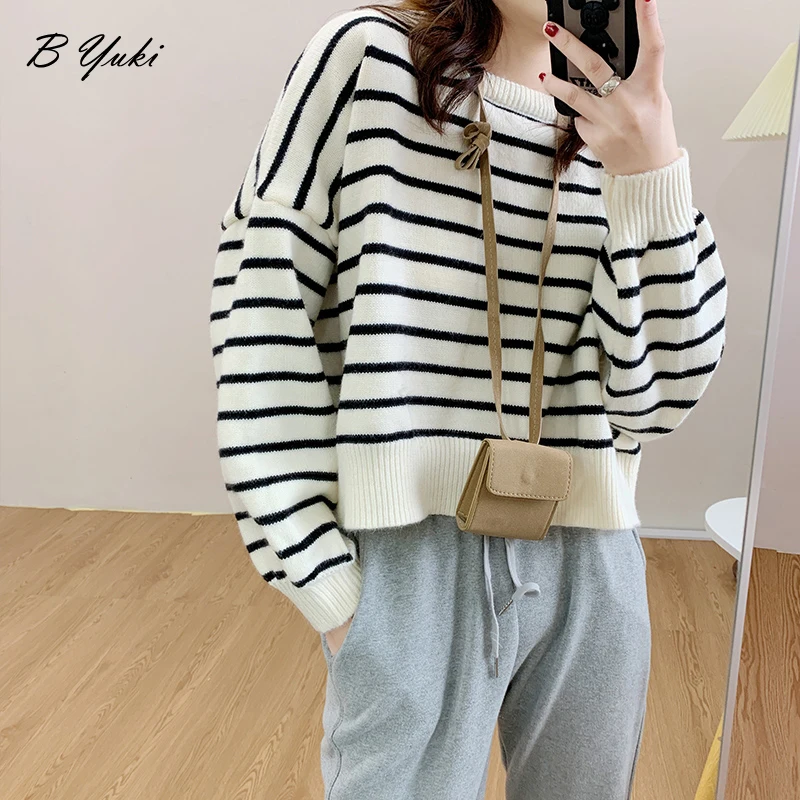 Blessyuki Knitting Pullover Sweater Women 2023 New Casual Loose Stripe Korean Sweaters Female Simple Soft Warm Lazy Oaf Jumper
Blessyuki Knitting Pullover Sweater Women 2023 New Casual Loose Stripe Korean Sweaters Female Simple Soft Warm Lazy Oaf Jumper