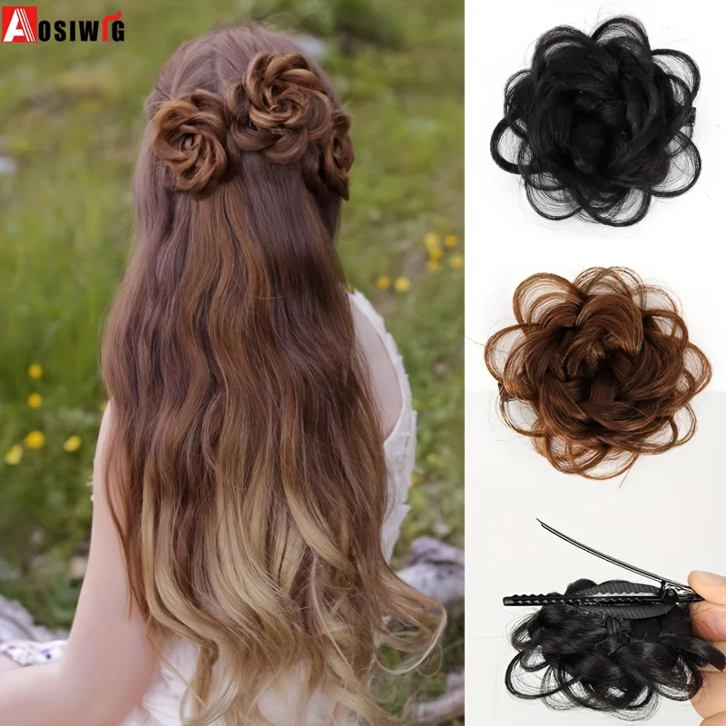 Aosiwig Synthetic Hair Bun Curly Ponytail Clip Flower Braided Claw Chignon Extensions Fake False Hairpieces For Women Girls
Aosiwig Synthetic Hair Bun Curly Ponytail Clip Flower Braided Claw Chignon Extensions Fake False Hairpieces For Women Girls