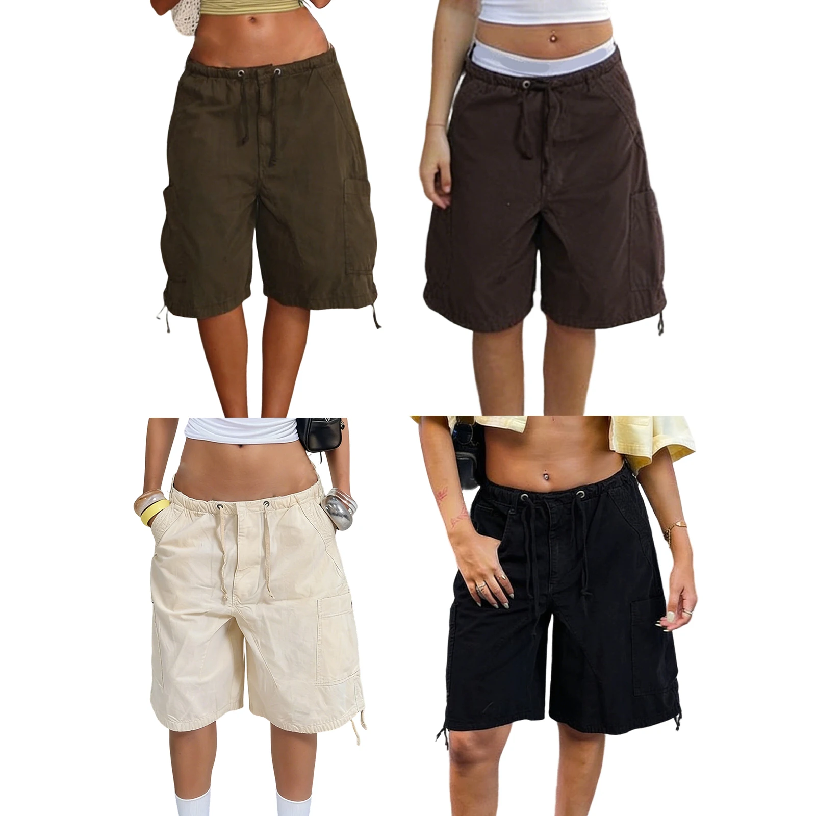 Summer Women's Fashion Denim Shorts Solid Color Six Pockets Drawstring Elastic Waist Jeans Shorts Summer Oversized Cargo Shorts
Summer Women's Fashion Denim Shorts Solid Color Six Pockets Drawstring Elastic Waist Jeans Shorts Summer Oversized Cargo Shorts