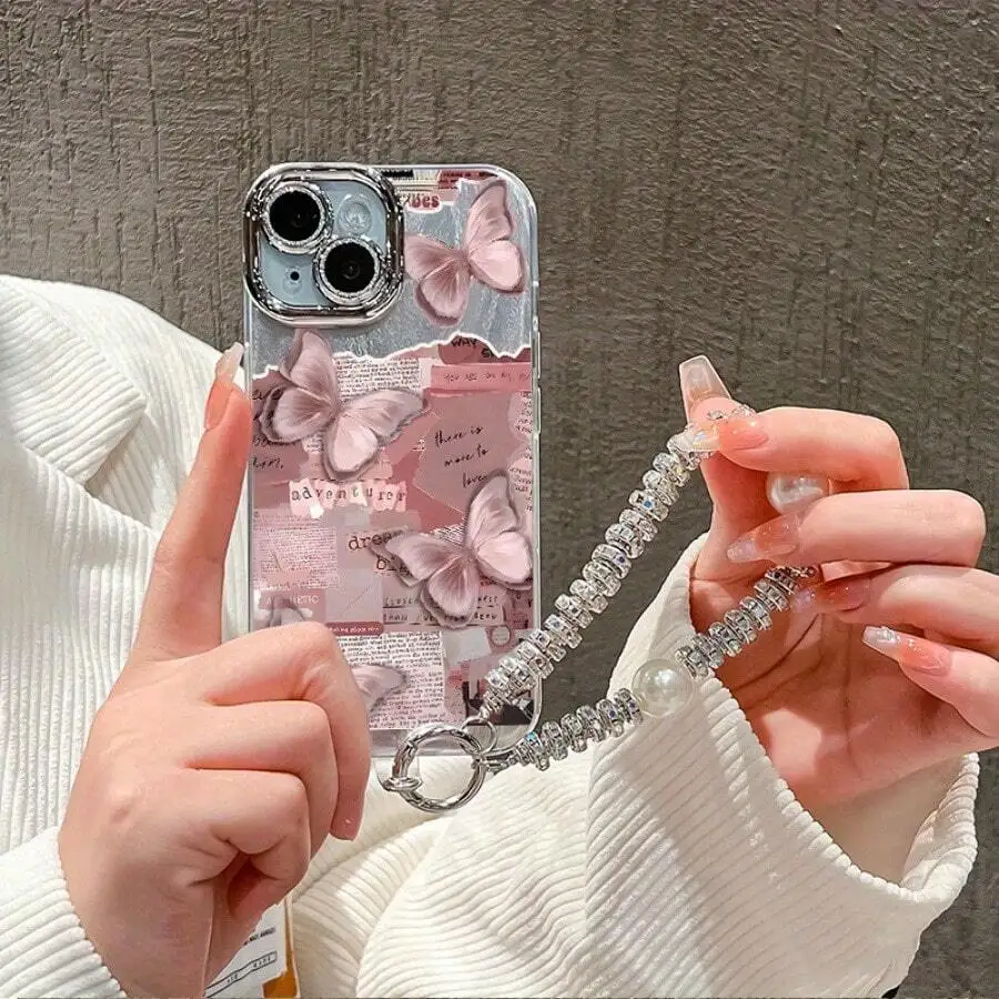 Butterfly Pattern Phone Case With Pearl Chain Strap And Camera Lens Protector For iPhone 15 14 13 12 11 Pro Max
Butterfly Pattern Phone Case With Pearl Chain Strap And Camera Lens Protector For iPhone 15 14 13 12 11 Pro Max