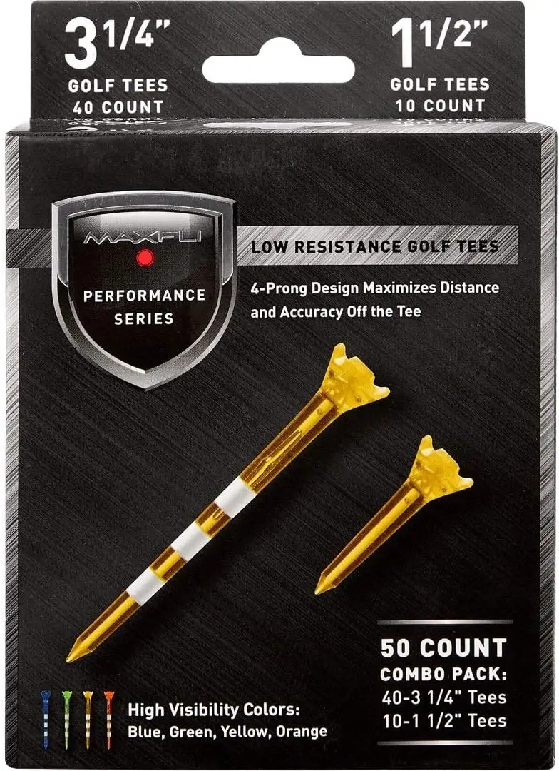 Golf Tees 50 Pack, 3-1/4'' & 1-1/2'' Low Resistance Assorted Tees for Distance and Accuracy
Golf Tees 50 Pack, 3-1/4'' & 1-1/2'' Low Resistance Assorted Tees for Distance and Accuracy