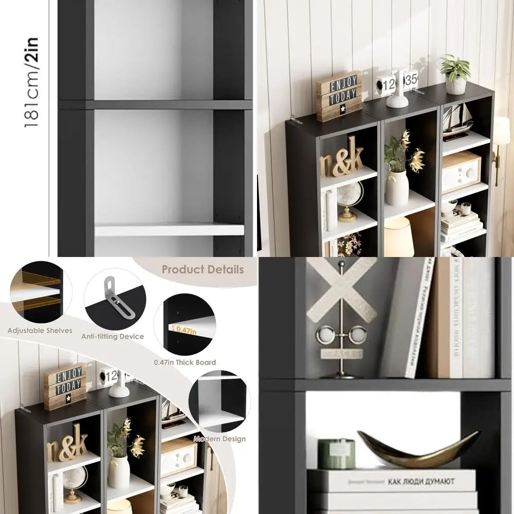 8-Tier Slim CD/DVD Storage Rack, 11.6x9.3x71 Adjustable Shelf Cabinet, Tall Narrow Bookcase for Home/Office, Black/White
8-Tier Slim CD/DVD Storage Rack, 11.6x9.3x71 Adjustable Shelf Cabinet, Tall Narrow Bookcase for Home/Office, Black/White