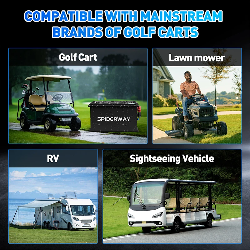 36V 105Ah Golf Cart LiFePO4 Lithium Battery for Club Car EZGO Yamaha 25A Smart Charger
36V 105Ah Golf Cart LiFePO4 Lithium Battery for Club Car EZGO Yamaha 25A Smart Charger