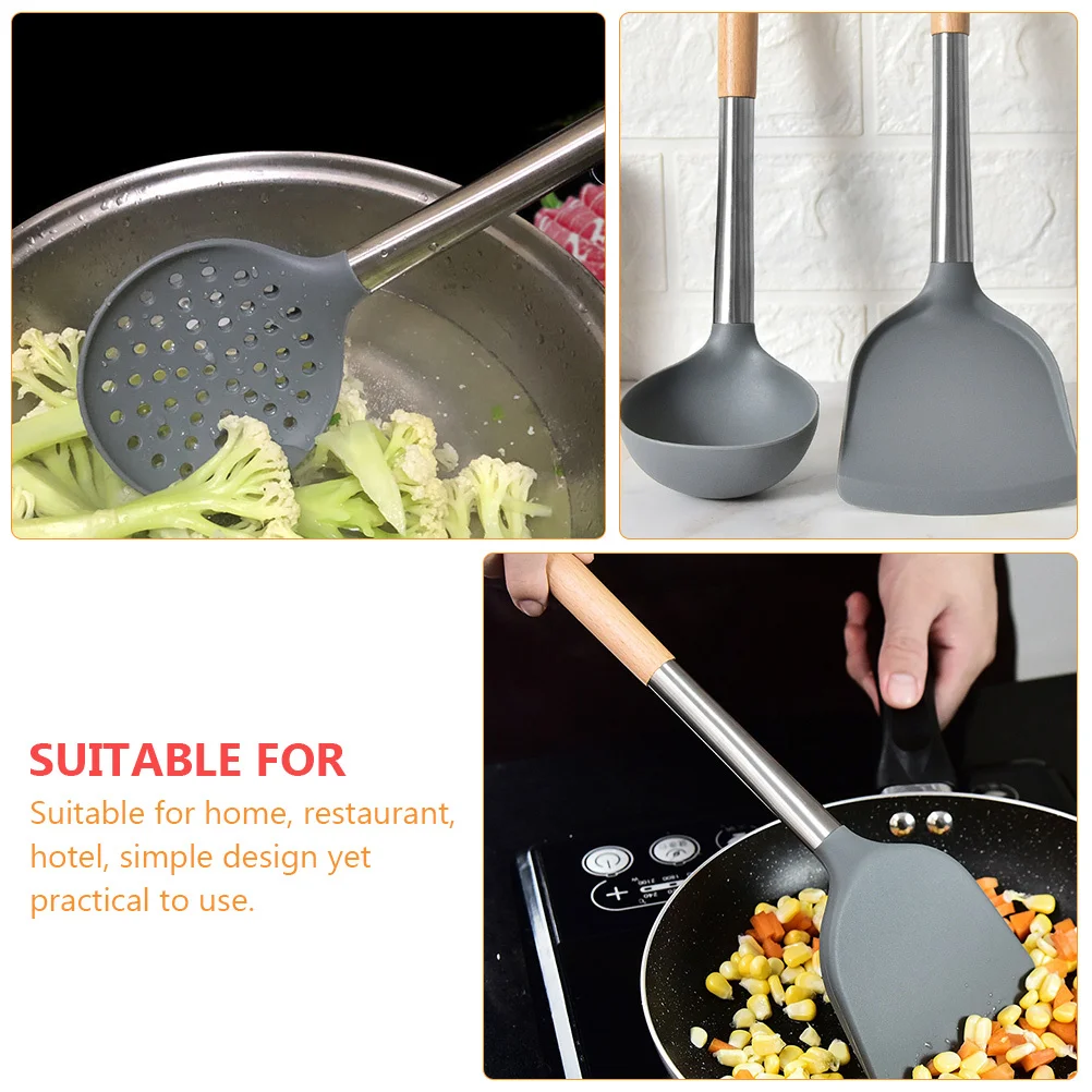 Silicone Kitchen Utensils Set 3 Pieces Wood Handle Cooking Tools Heat Cold Resistant Easy Clean Strainer Spoon Shovel for Home
Silicone Kitchen Utensils Set 3 Pieces Wood Handle Cooking Tools Heat Cold Resistant Easy Clean Strainer Spoon Shovel for Home