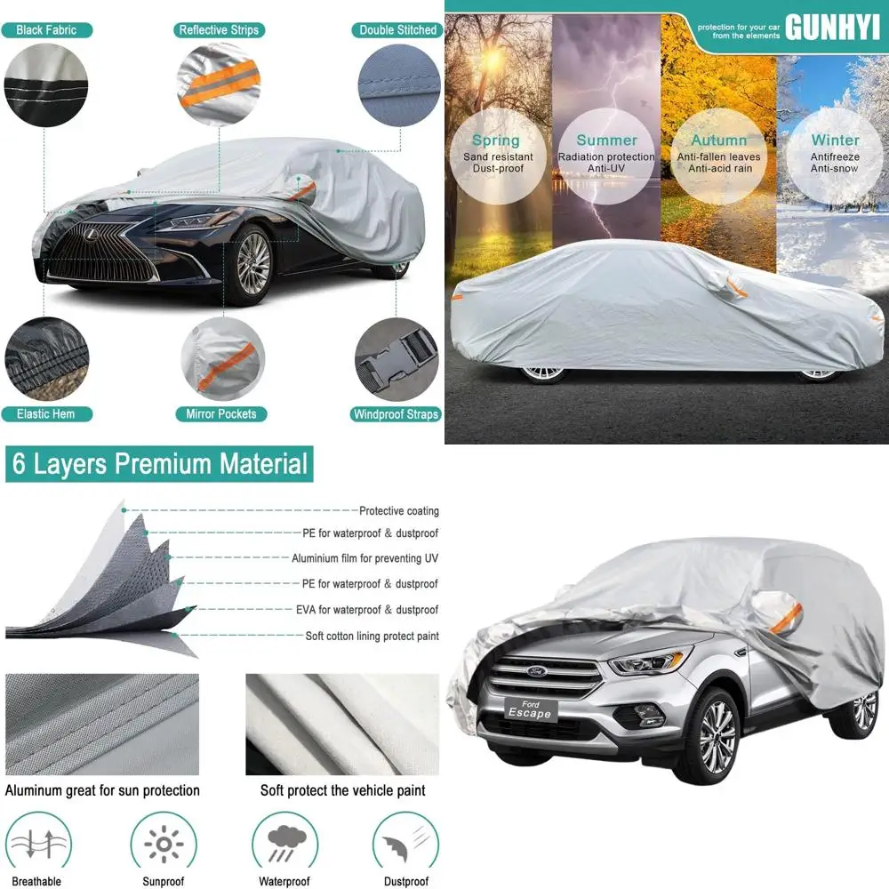 6-слойный чехол для внедорожника, на заказ для Ford Escape (2008-2025), водонепроницаемый, всепогодная защита, сверхпрочный, для улицы, от снега и солнца
6-слойный чехол для внедорожника, на заказ для Ford Escape (2008-2025), водонепроницаемый, всепогодная защита, сверхпрочный, для улицы, от снега и солнца