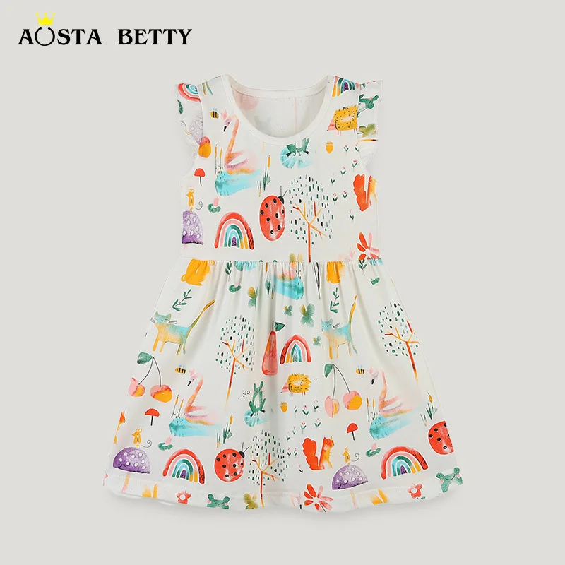 Summer New Children's Clothing Skirt Style Cartoon Printed Girls' Short-Sleeved Dress Knitted Cotton round Neck Princess DressAo
Summer New Children's Clothing Skirt Style Cartoon Printed Girls' Short-Sleeved Dress Knitted Cotton round Neck Princess DressAo