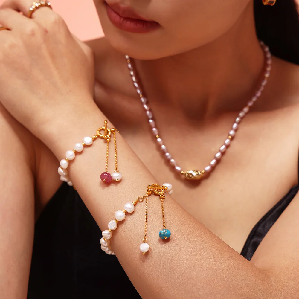 Natural Freshwater Pearl Chain Bracelet Titanium Steel Natural Stone Handmade Bracelet for Women Party Charm Jewelry Gift
Natural Freshwater Pearl Chain Bracelet Titanium Steel Natural Stone Handmade Bracelet for Women Party Charm Jewelry Gift