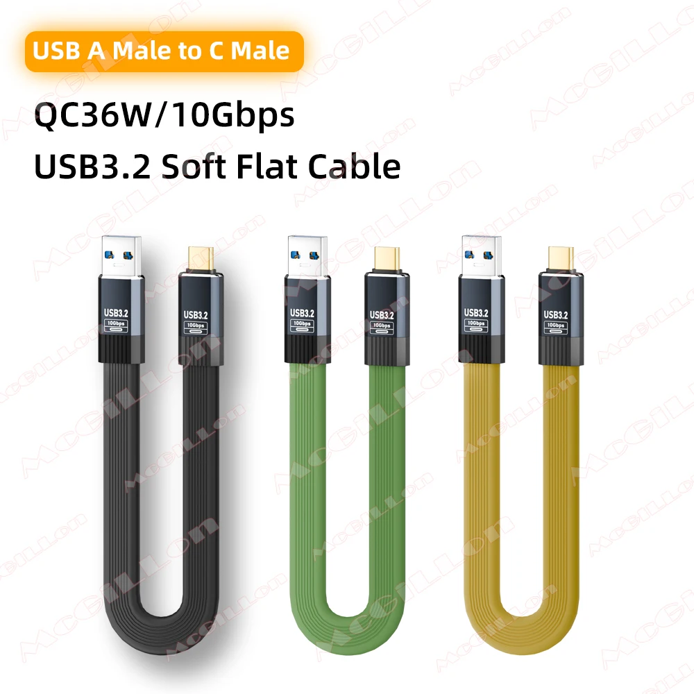 USB3.2 10Gbps USB A to Type C Cable 3A 36W QC3.0 Fast Charging for Samsung NVMe Hard Disk External Android Data Soft Flat Cable
USB3.2 10Gbps USB A to Type C Cable 3A 36W QC3.0 Fast Charging for Samsung NVMe Hard Disk External Android Data Soft Flat Cable