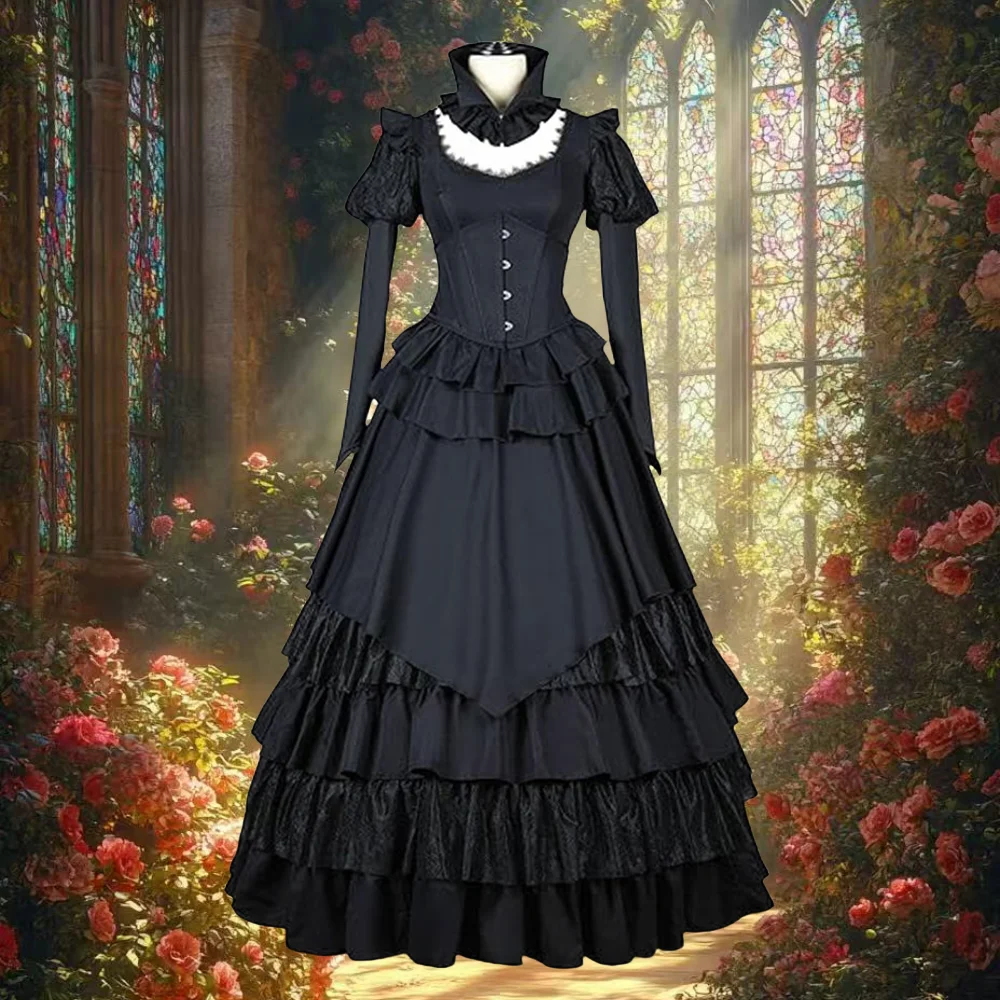 Medieval Gothic Black A Line Dress Cosplay Costume Witch Suit For Women Court Gown Halloween Evening Party Outfits Plus Size
Medieval Gothic Black A Line Dress Cosplay Costume Witch Suit For Women Court Gown Halloween Evening Party Outfits Plus Size