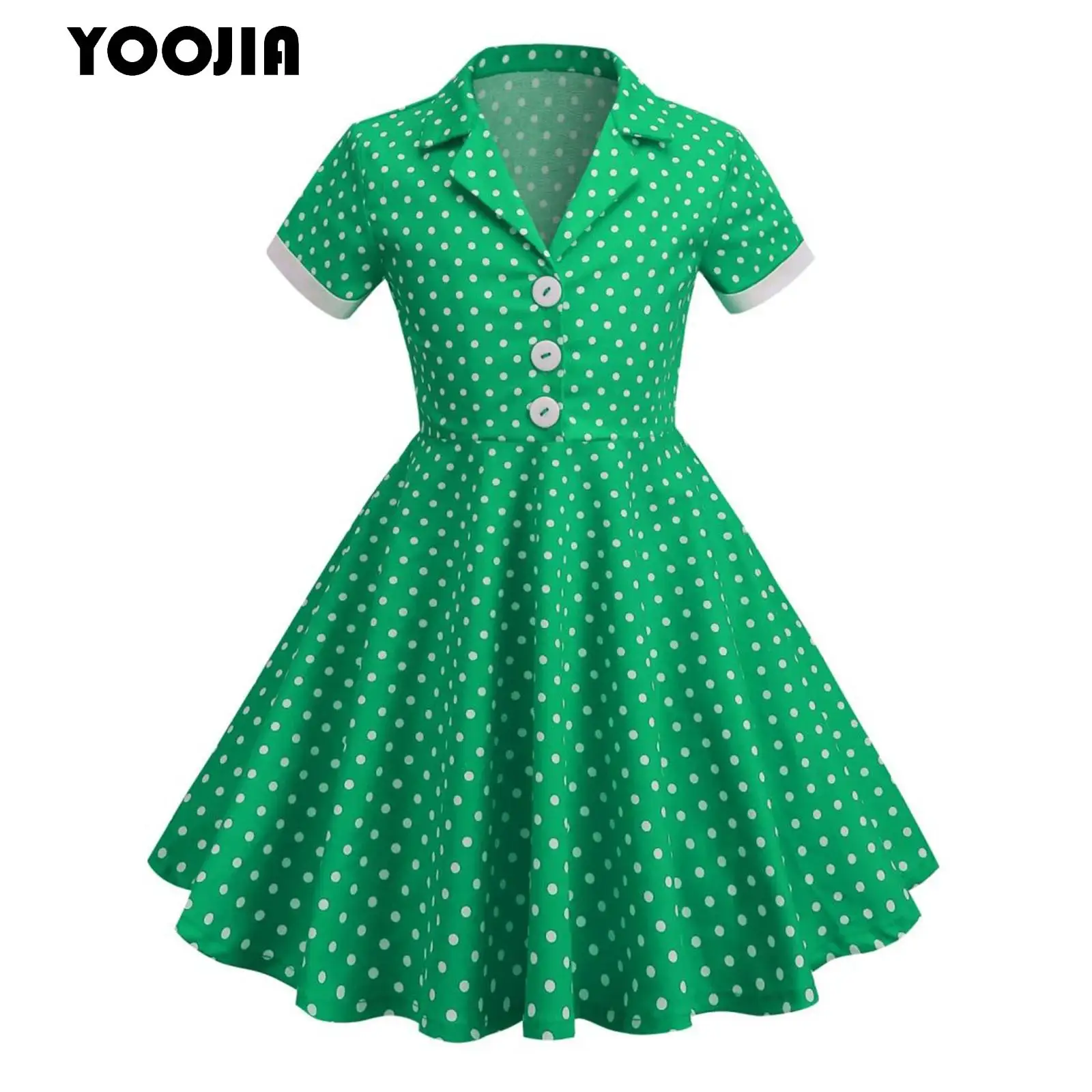 Girls 50s Vintage Polka Dot Dress Carnival Retro Notch Lapel Short Sleeve Button Cocktail Swing Dress Prom Tea Party Dresses
Girls 50s Vintage Polka Dot Dress Carnival Retro Notch Lapel Short Sleeve Button Cocktail Swing Dress Prom Tea Party Dresses