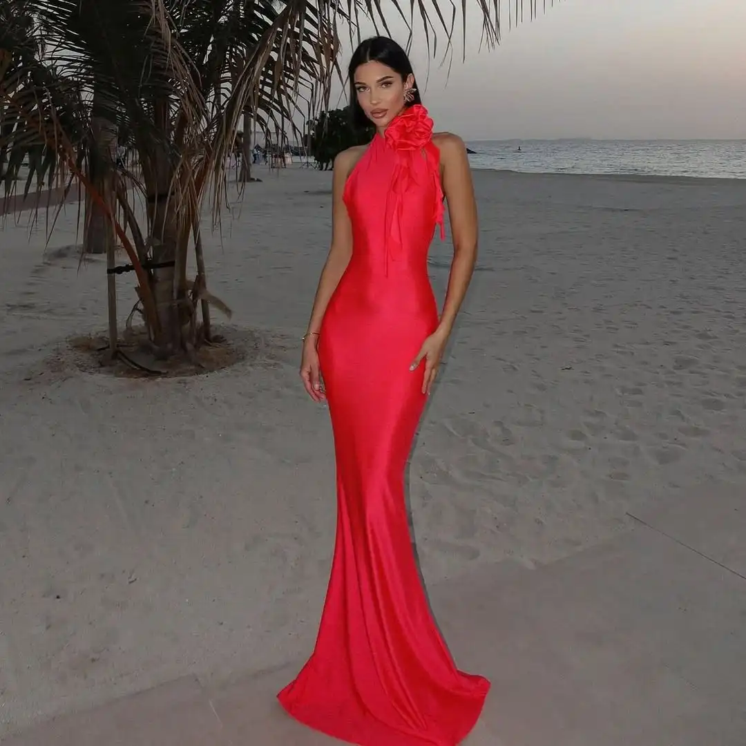 Charming Slim Backless Halter Women's Long Dresses Sexy Red Flower Sleeveless Summer Party Evening Dress Mermaid Maxi Dresses
Charming Slim Backless Halter Women's Long Dresses Sexy Red Flower Sleeveless Summer Party Evening Dress Mermaid Maxi Dresses