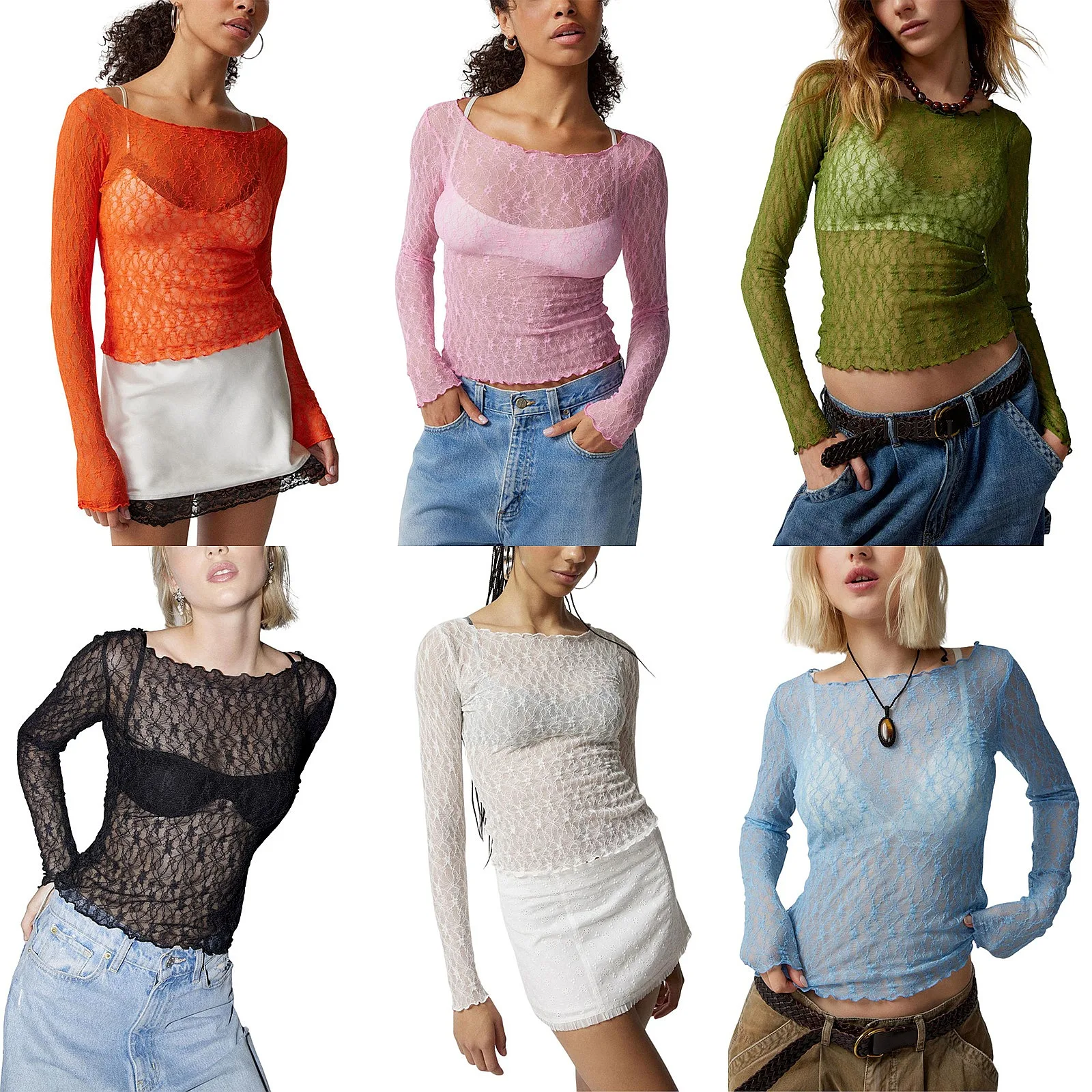 Sexy See Through Lace Mesh Tee Tops Sheer Wave Hem Short Crop Top Blouse
Sexy See Through Lace Mesh Tee Tops Sheer Wave Hem Short Crop Top Blouse