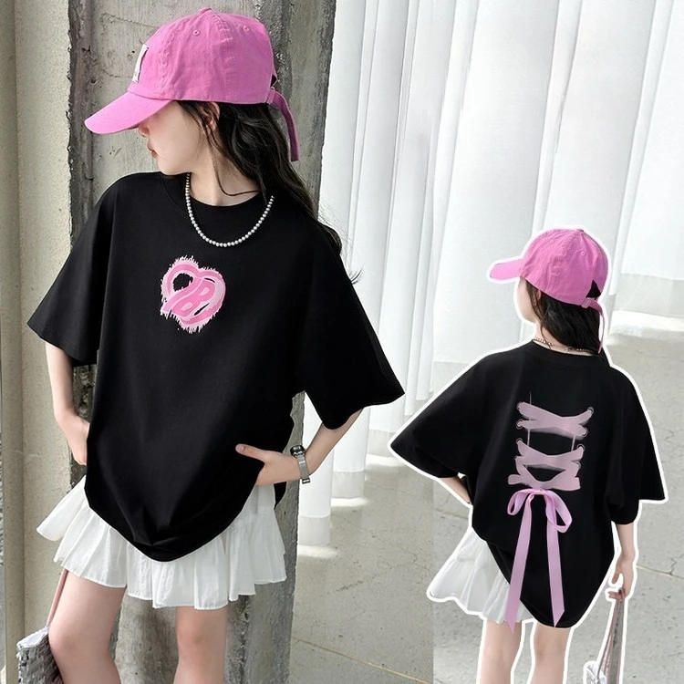 Girls Summer Short-sleeved T-shirt Outfit 2025 New Style Teenager Childen Bow Tie Strap Loose Top+half-sleeved Layered Skirt Set
Girls Summer Short-sleeved T-shirt Outfit 2025 New Style Teenager Childen Bow Tie Strap Loose Top+half-sleeved Layered Skirt Set