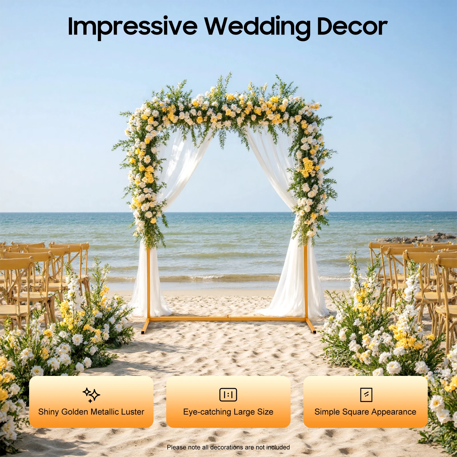 2m*1.5m Garden Arch Metal Support Gold Wedding Arch Stand Square Backdrop Stand for Ceremony Party Event Decor 
2m*1.5m Garden Arch Metal Support Gold Wedding Arch Stand Square Backdrop Stand for Ceremony Party Event Decor