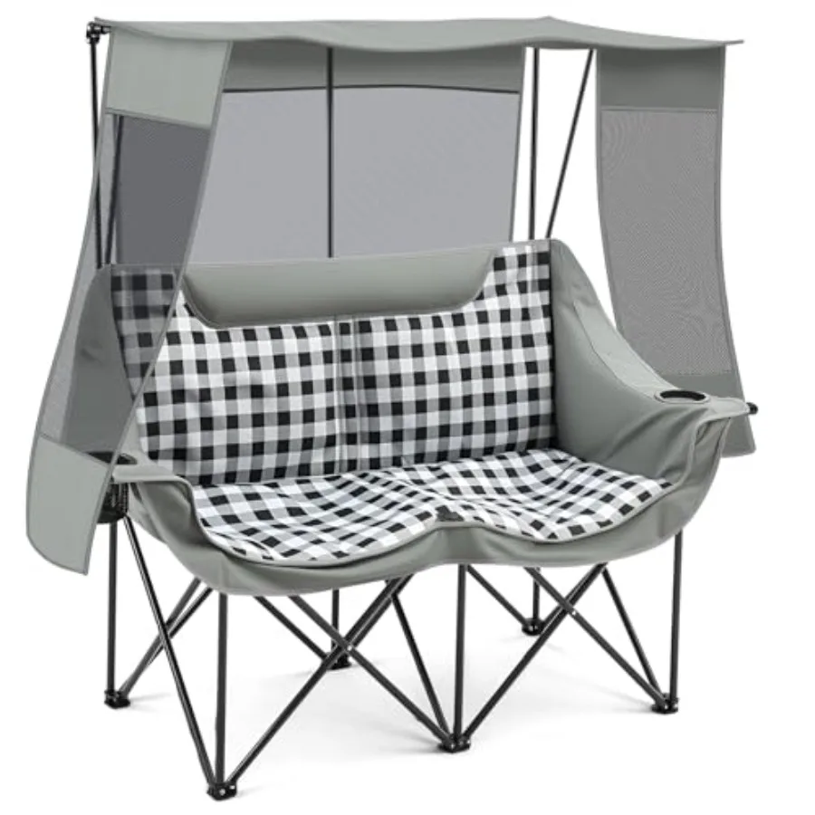 Double Camping Chair with Canopy - 2 Person Beach Chair with UV Sun Protection 660lbs Heavy Duty Foldable Loveseat with 2 Cup H
Double Camping Chair with Canopy - 2 Person Beach Chair with UV Sun Protection 660lbs Heavy Duty Foldable Loveseat with 2 Cup H