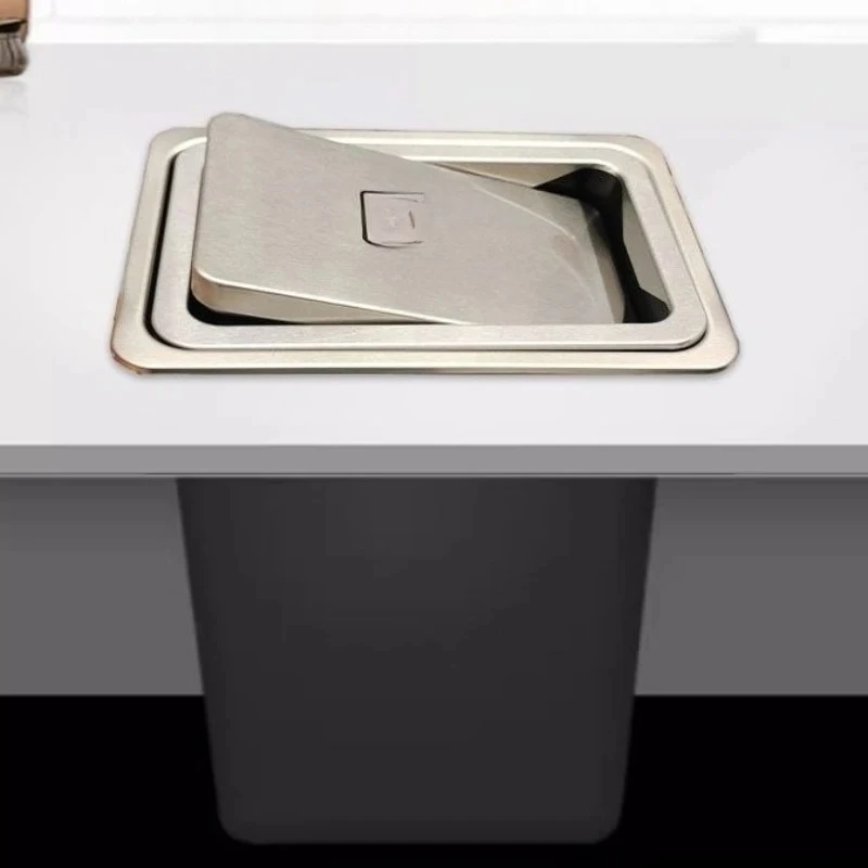 Household Trash Cans Kitchen Countertop Embedded Trash Can Flip Concealed Waste Bins Table Cleaning Supplies Kitchen Decoration
Household Trash Cans Kitchen Countertop Embedded Trash Can Flip Concealed Waste Bins Table Cleaning Supplies Kitchen Decoration